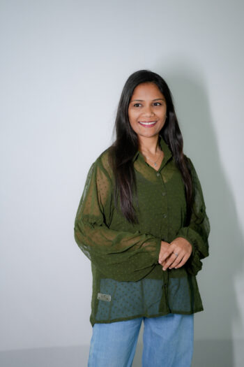 Green Chiffon Western Shirt